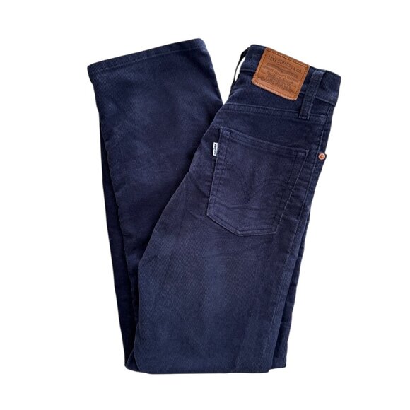 Levi's Ribcage Straight Ankle Corduroy Pants Navy Blue - Picture 5 of 8